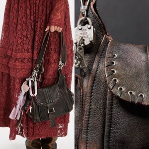 FREE PEOPLE We The Free Baby Leigh Distressed Tote In Aged Graphite NWT